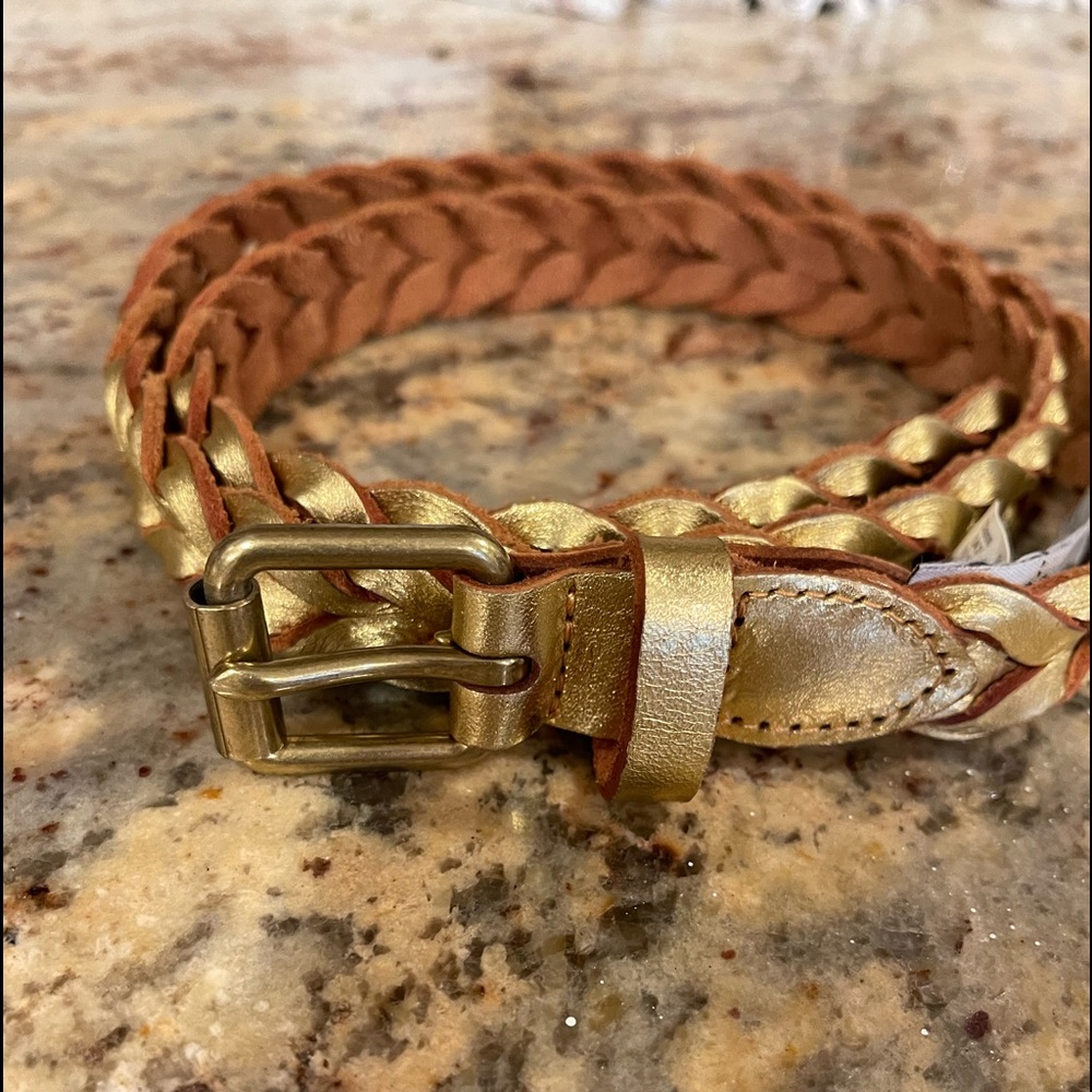 J Crew leather woven belt. Fits small/ medium